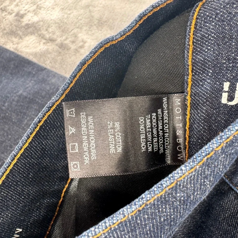 Mott & Bow Mens Straight Leg Dark Wash Denim Jeans Cotton Elastane Size 32 - Picture 8 of 10